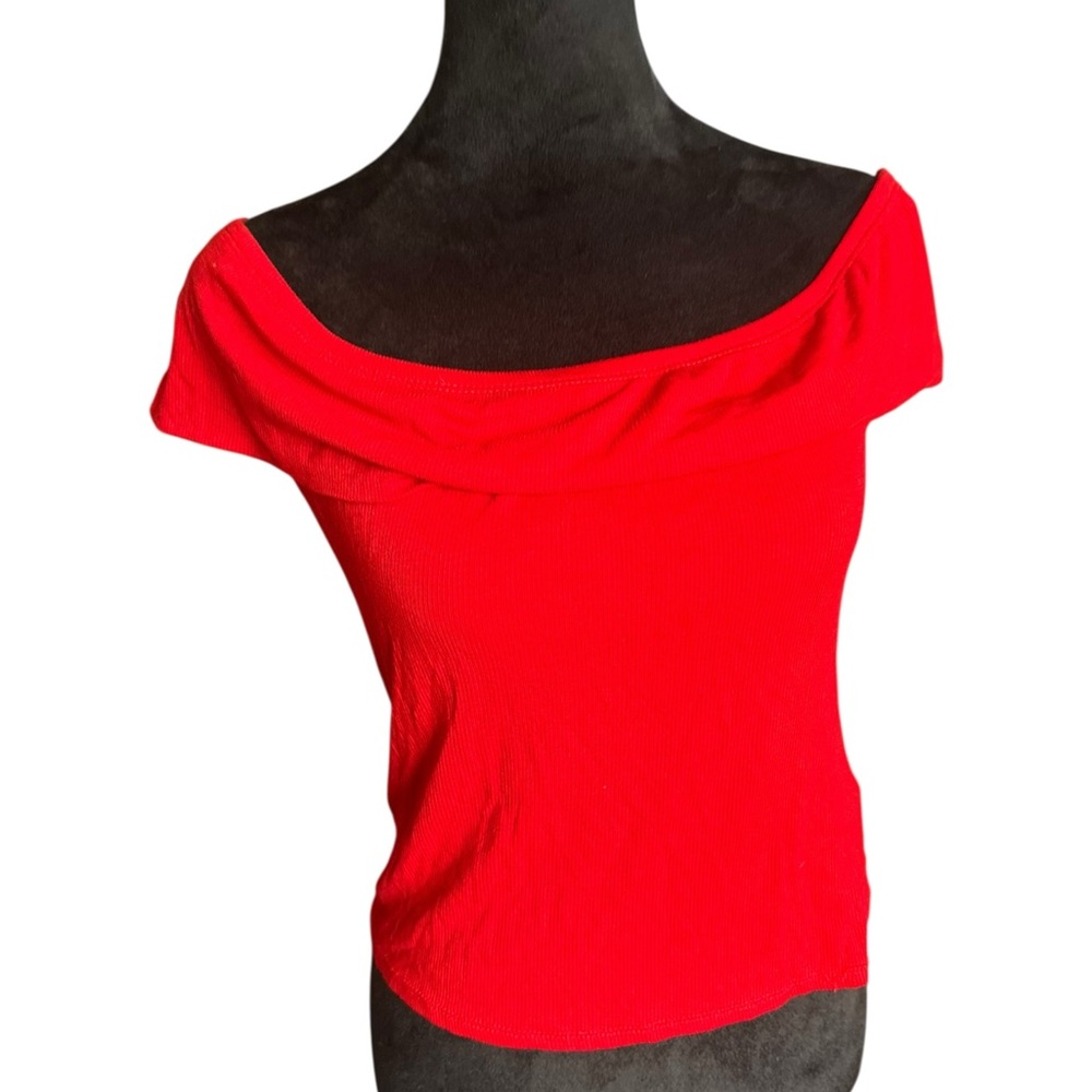 See You Monday Red Knit Off-the-Shoulder Top – Size XL, New with Tags